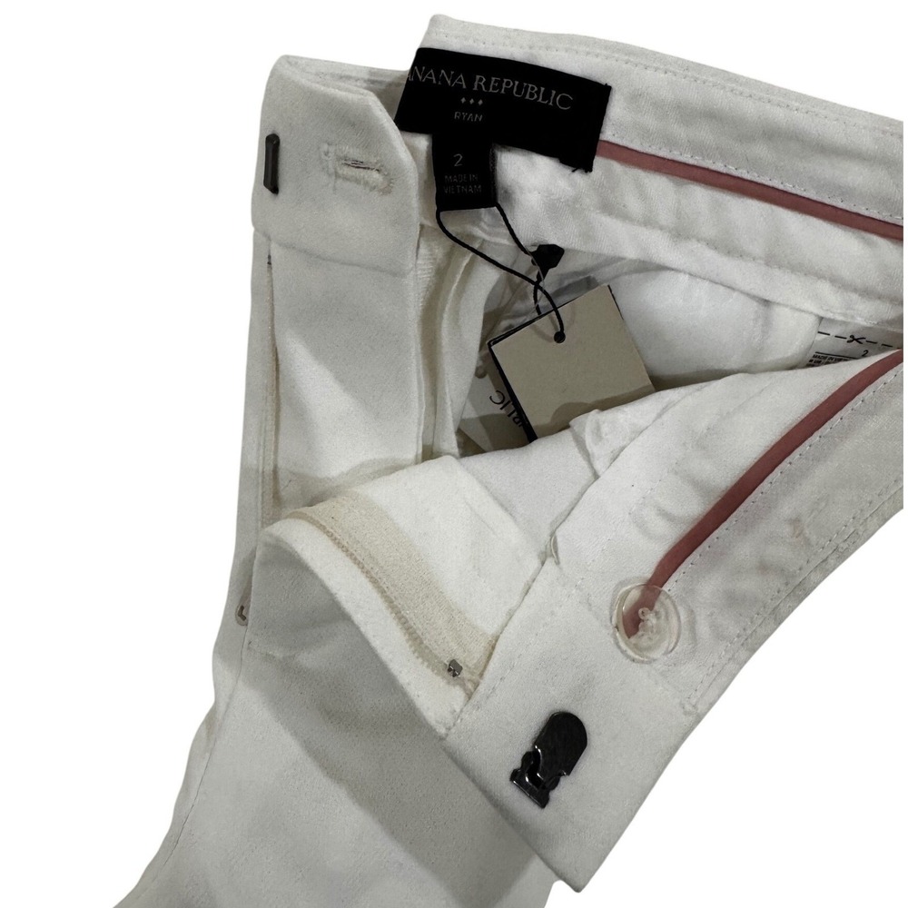 Banana Republic Ryan Straight Leg Pants Women 2 White NEW Mid Rise Slim Fit - Picture 8 of 12
